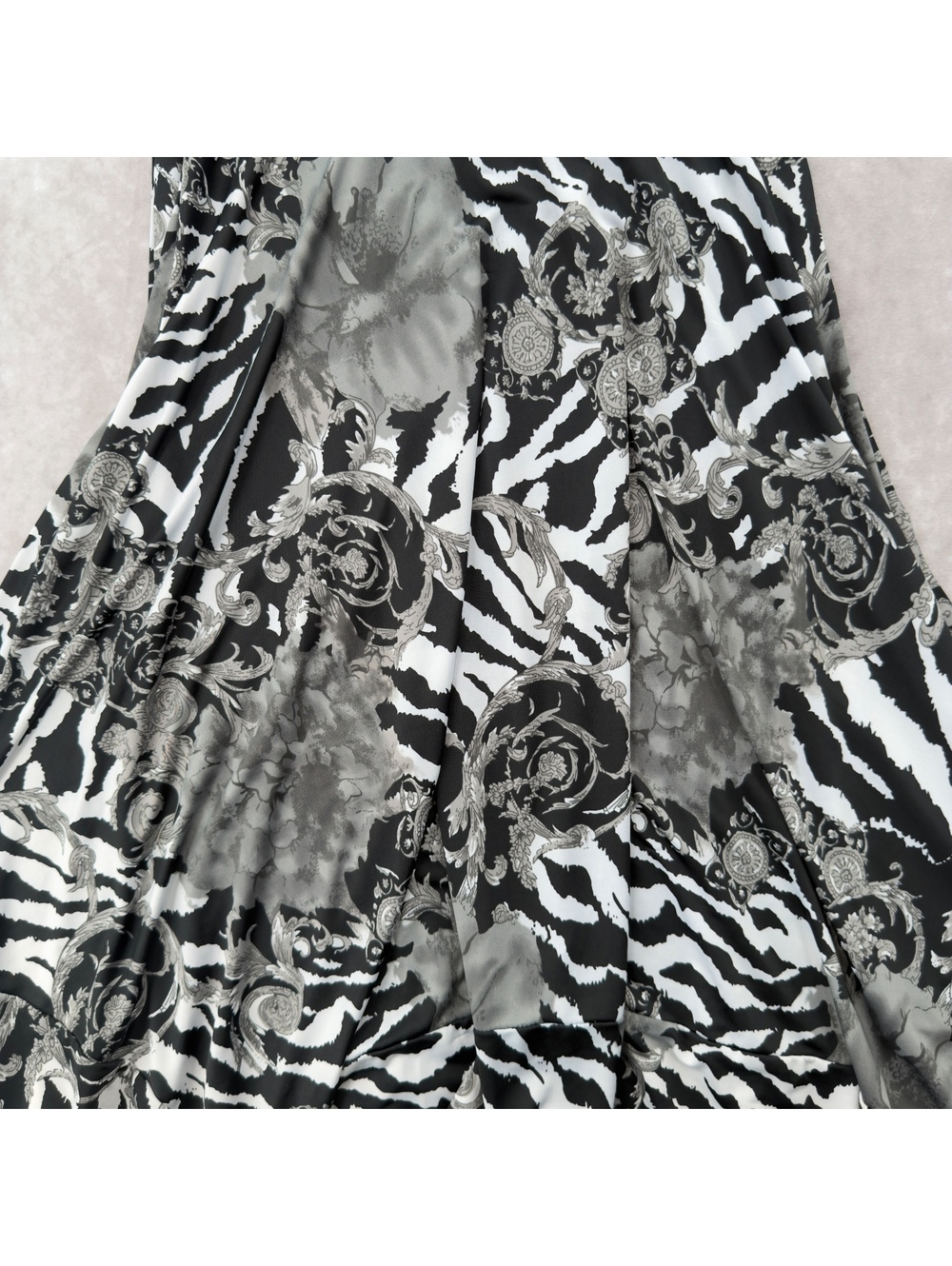 Vintage Y2K Zebra Animal Print Paisley Halter Asymmetrical Midi Dress S - Picture 4 of 9